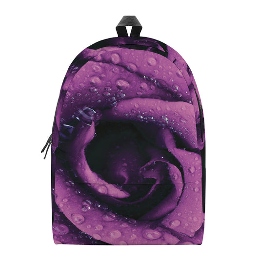 Dark Purple Rose Print Backpack