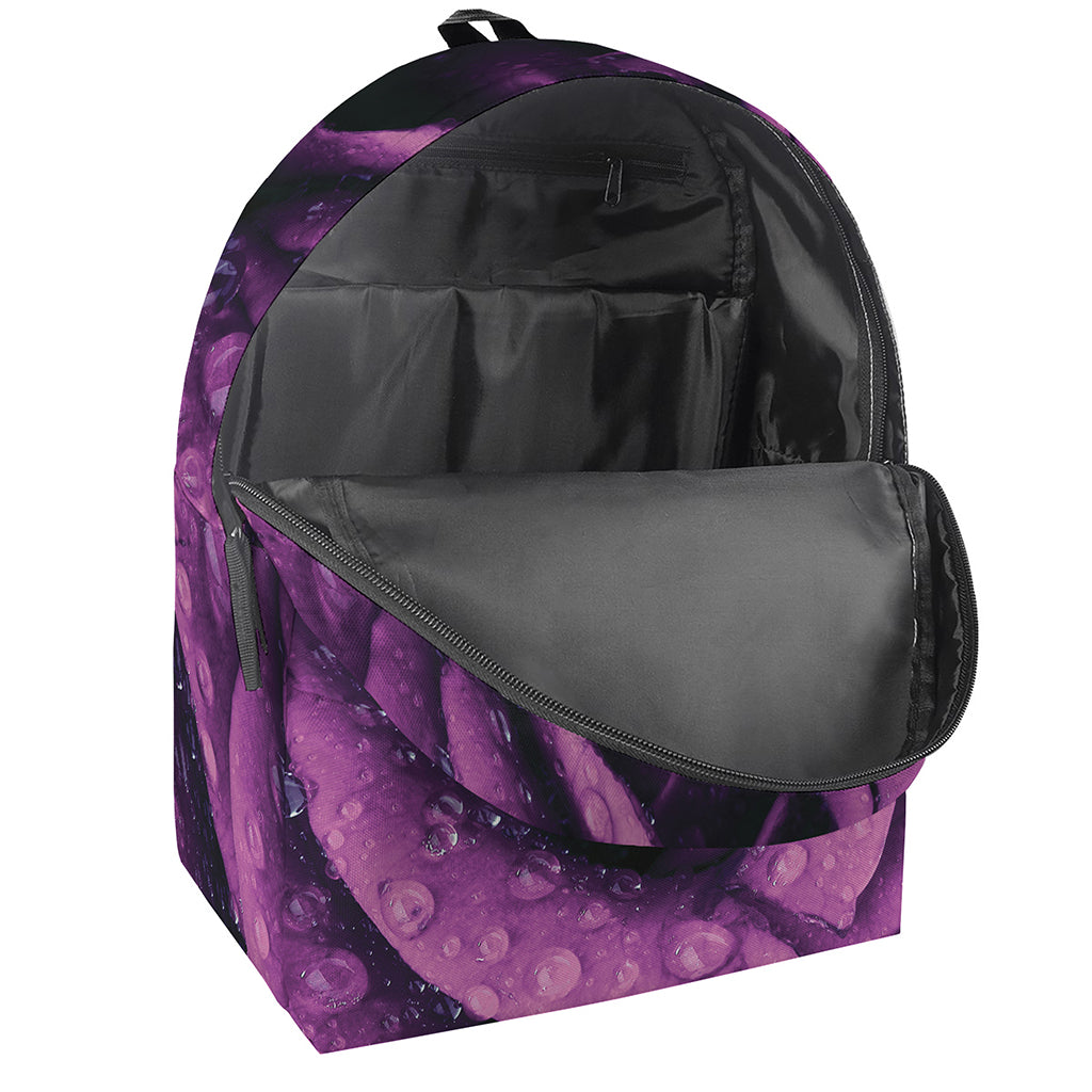 Dark Purple Rose Print Backpack