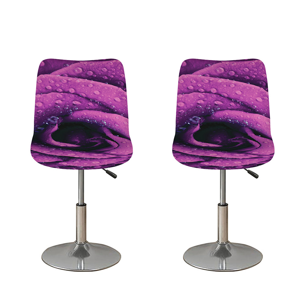 Dark Purple Rose Print Bar Stool Covers