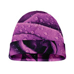 Dark Purple Rose Print Beanie