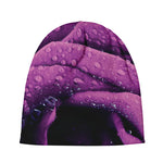 Dark Purple Rose Print Beanie