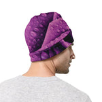Dark Purple Rose Print Beanie