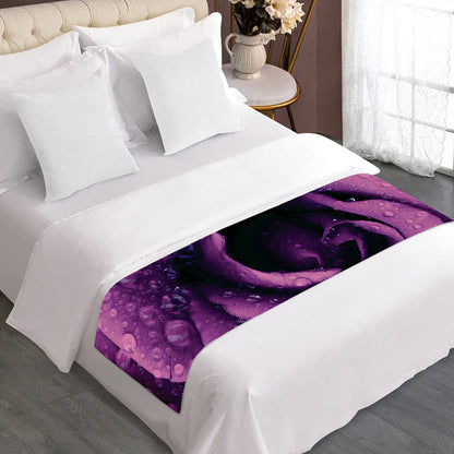 Dark Purple Rose Print Bed Runner