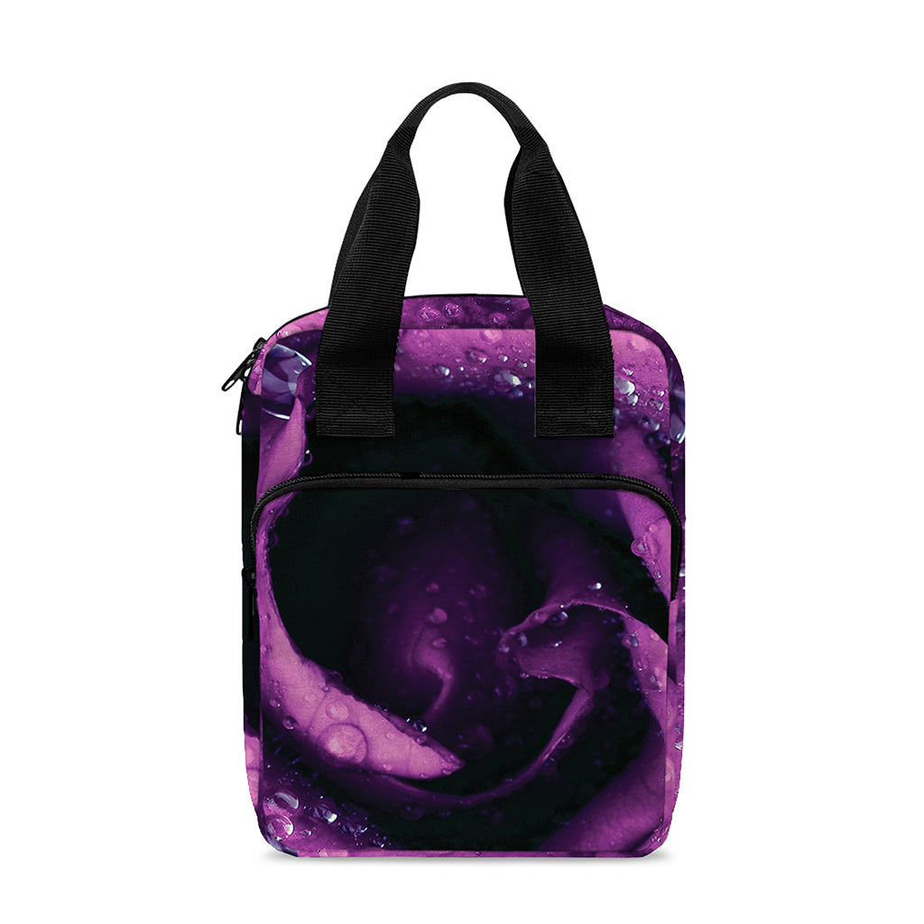 Dark Purple Rose Print Bible Tote Bag