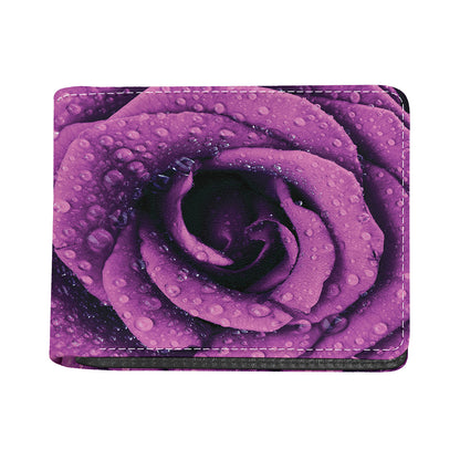Dark Purple Rose Print Bifold Wallet