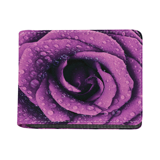 Dark Purple Rose Print Bifold Wallet
