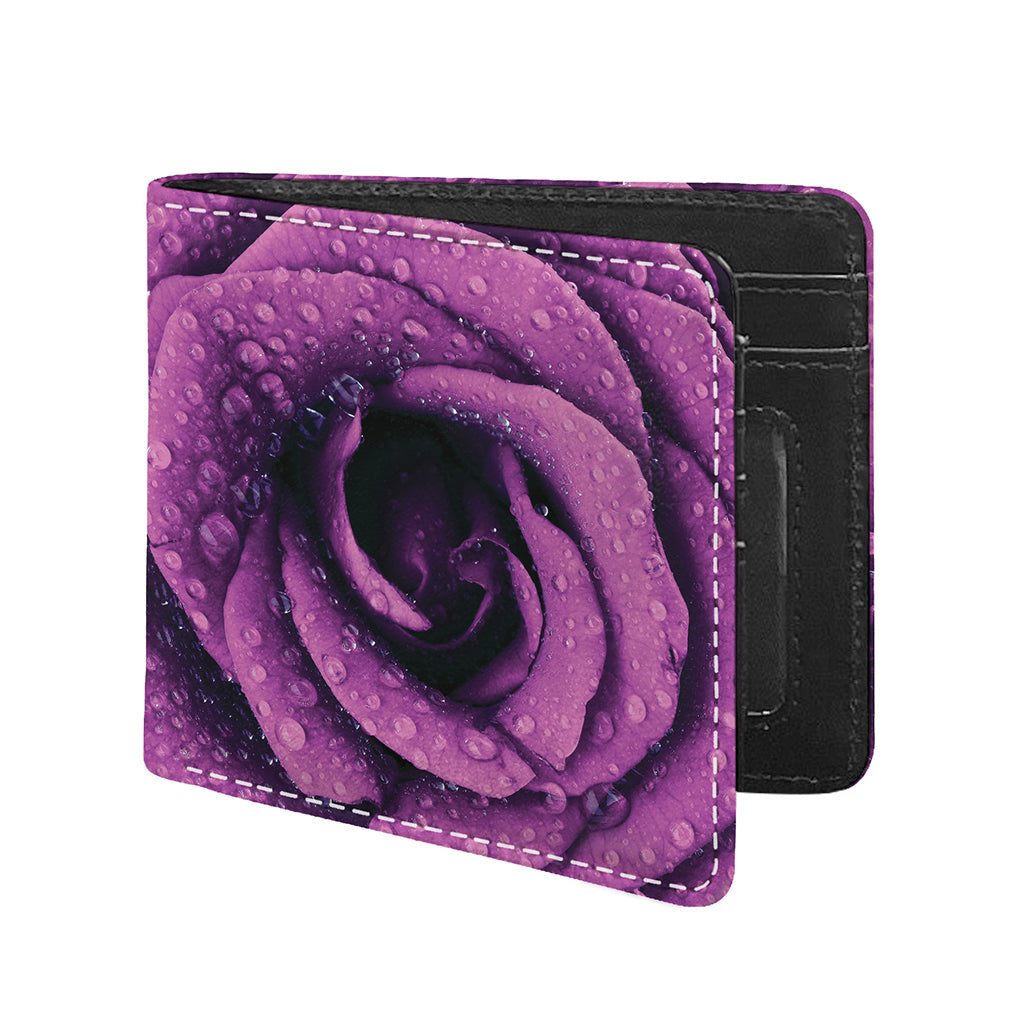 Dark Purple Rose Print Bifold Wallet