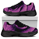 Dark Purple Rose Print Black Chunky Shoes