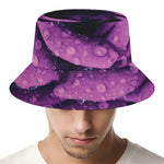 Dark Purple Rose Print Bucket Hat