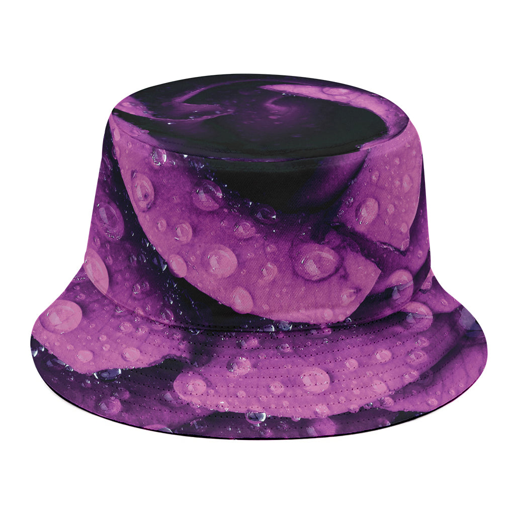 Dark Purple Rose Print Bucket Hat