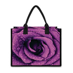 Dark Purple Rose Print Canvas Tote Bag
