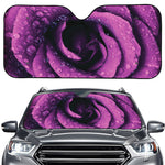 Dark Purple Rose Print Car Windshield Sun Shade