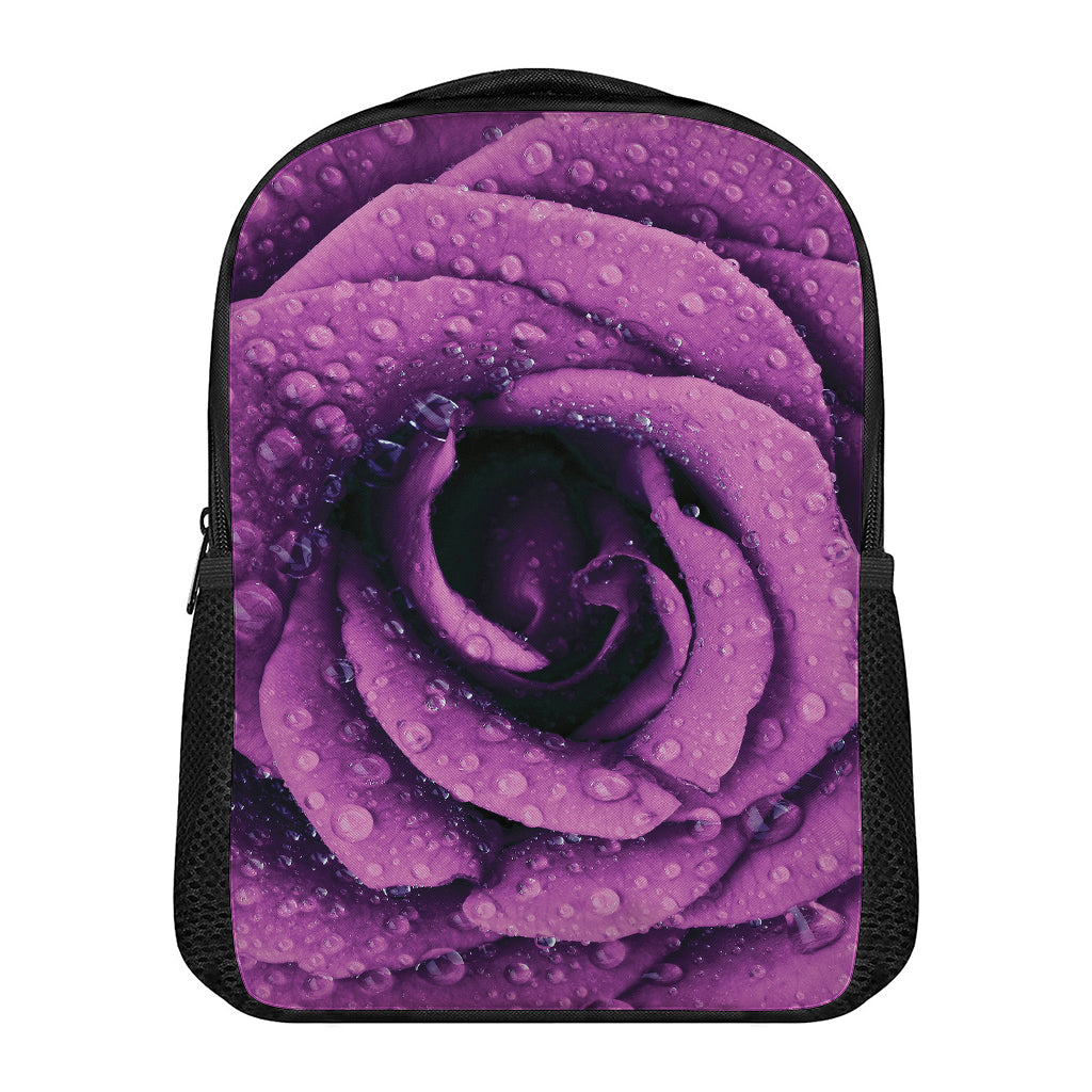 Dark Purple Rose Print Casual Backpack