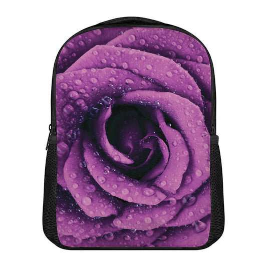Dark Purple Rose Print Casual Backpack
