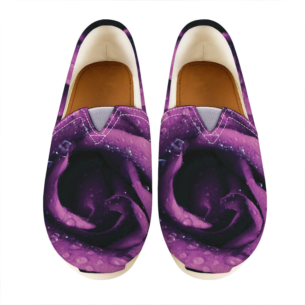 Dark Purple Rose Print Casual Shoes