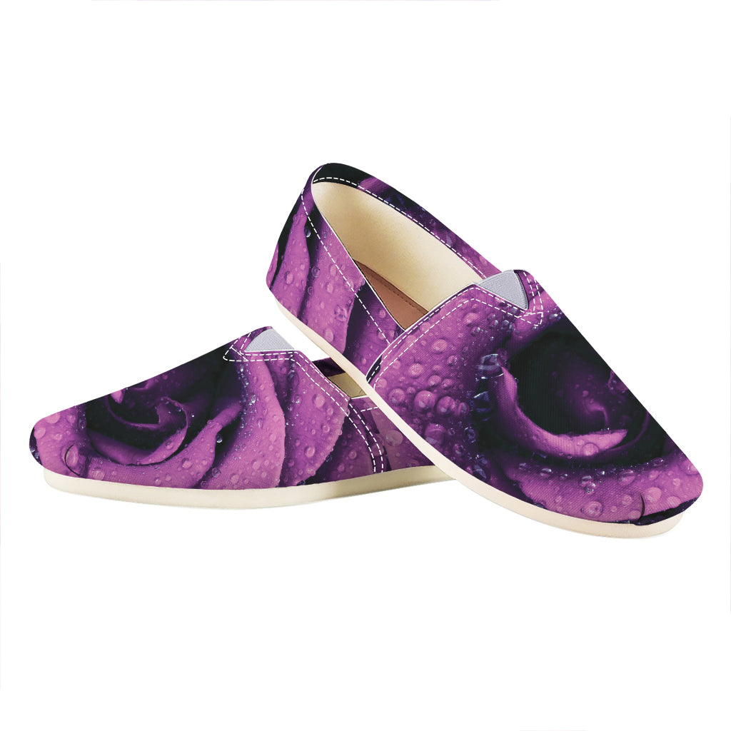 Dark Purple Rose Print Casual Shoes