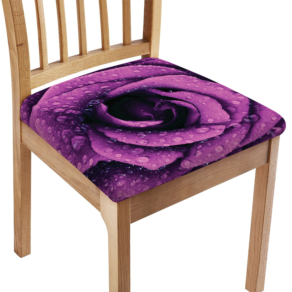 Dark Purple Rose Print Chair Cushion Cover