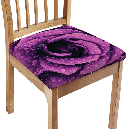 Dark Purple Rose Print Chair Cushion Cover