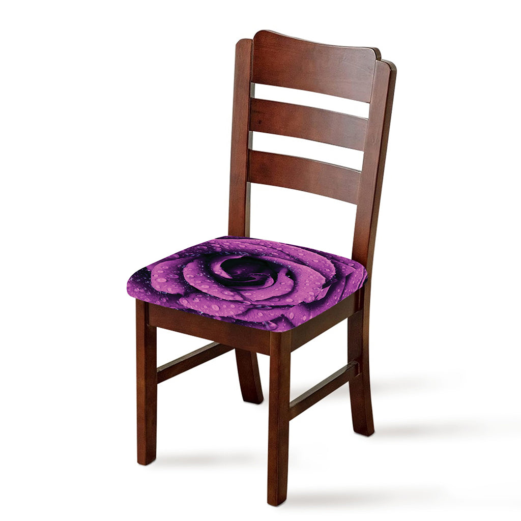 Dark Purple Rose Print Chair Cushion Cover
