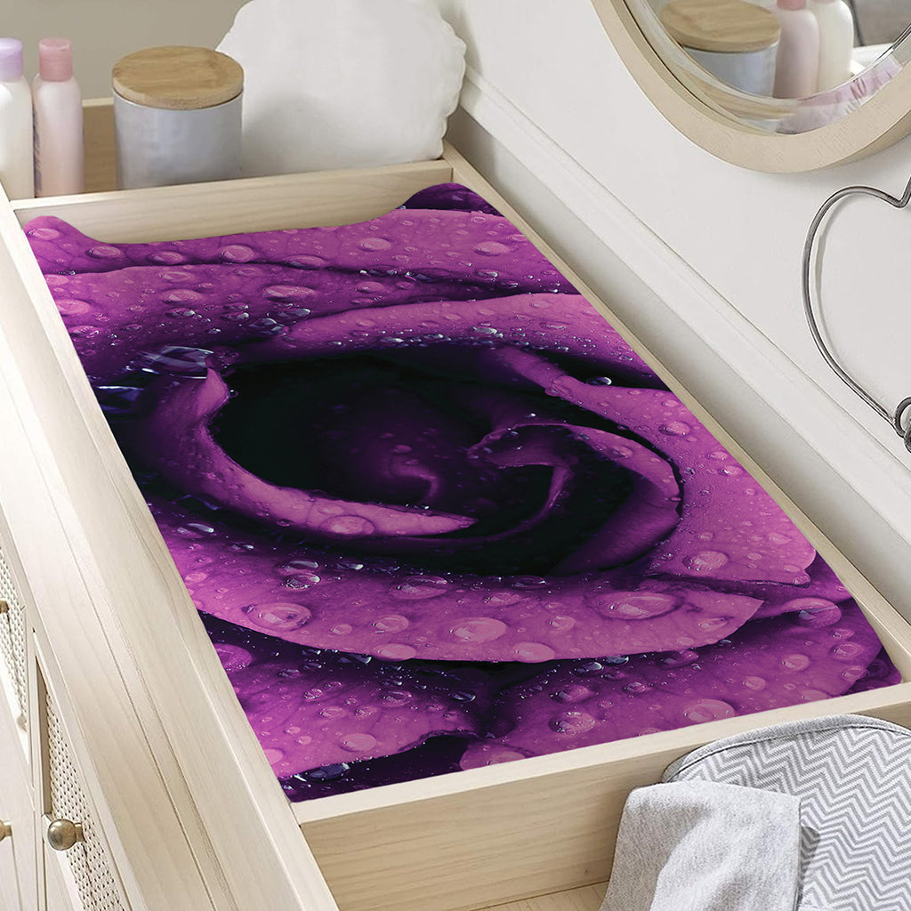 Dark Purple Rose Print Changing Pad Cover
