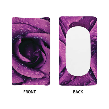 Dark Purple Rose Print Changing Pad Cover