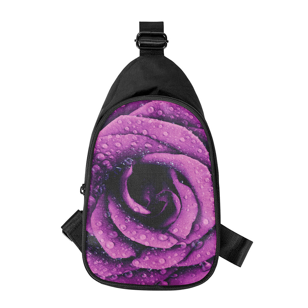 Dark Purple Rose Print Chest Bag