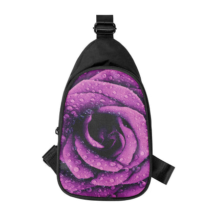 Dark Purple Rose Print Chest Bag