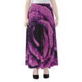 Dark Purple Rose Print Chiffon Maxi Skirt