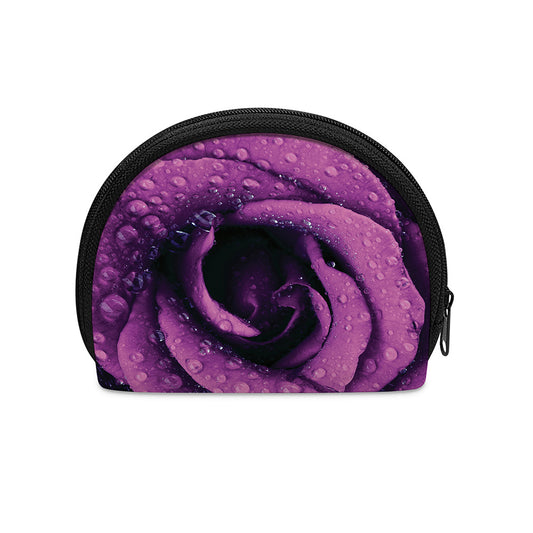 Dark Purple Rose Print Coin Purse
