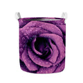 Dark Purple Rose Print Collapsible Laundry Basket