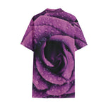Dark Purple Rose Print Cotton Hawaiian Shirt