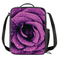 Dark Purple Rose Print Crossbody Lunch Bag