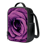 Dark Purple Rose Print Crossbody Lunch Bag