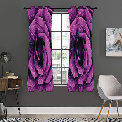 Dark Purple Rose Print Curtain