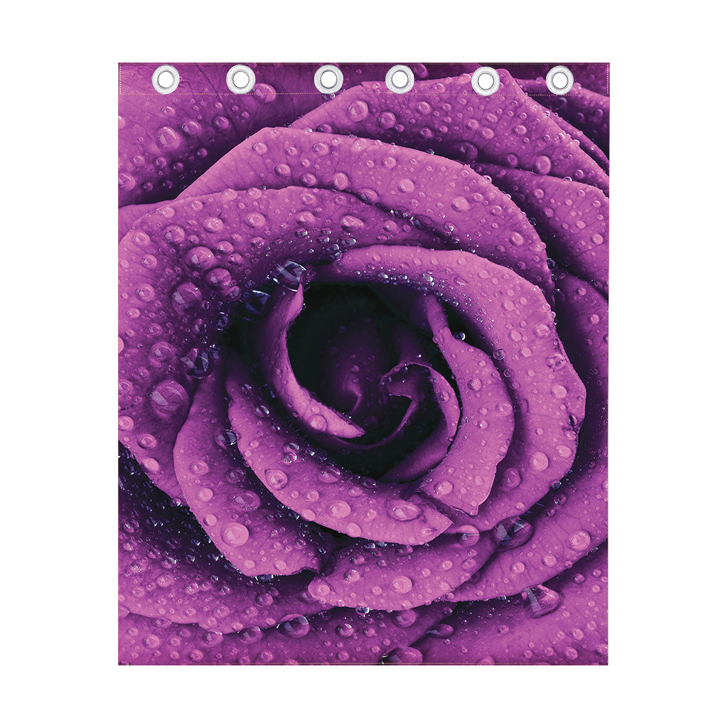 Dark Purple Rose Print Curtain