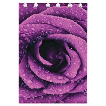 Dark Purple Rose Print Curtain