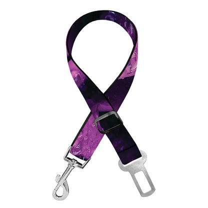 Dark Purple Rose Print Dog Seat Belt