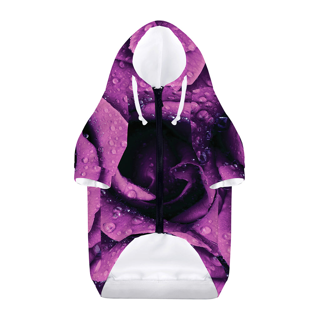 Dark Purple Rose Print Dog Zip Up Hoodie