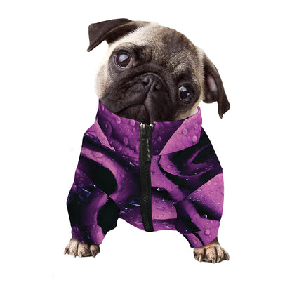 Dark Purple Rose Print Dog Zip Up Jacket
