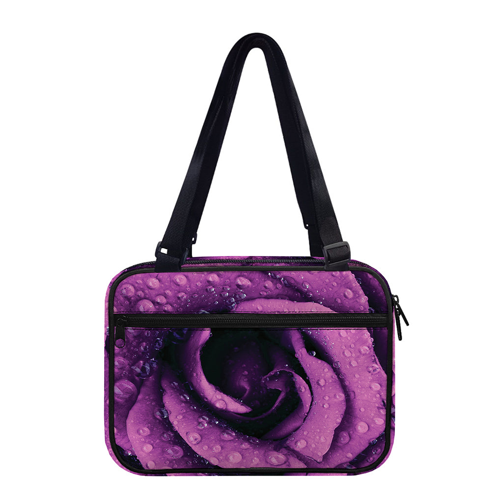 Dark Purple Rose Print Double Strap Bible Bag