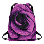 Dark Purple Rose Print Drawstring Backpack