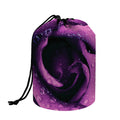 Dark Purple Rose Print Drawstring Makeup Bag