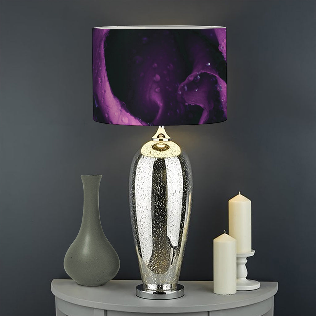 Dark Purple Rose Print Drum Lamp Shade