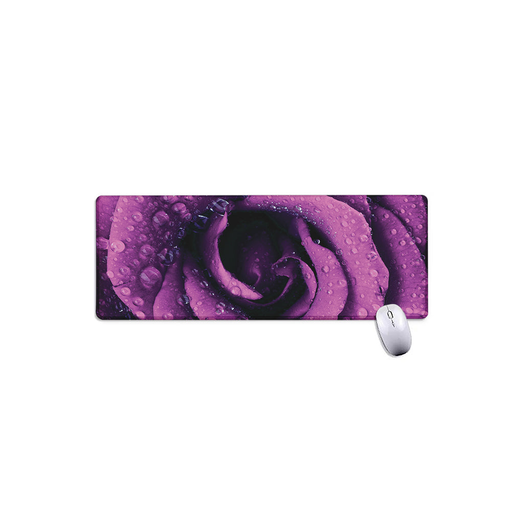 Dark Purple Rose Print Extended Mouse Pad