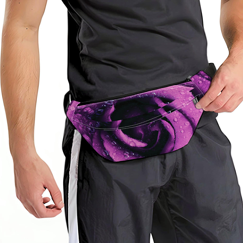 Dark Purple Rose Print Fanny Pack