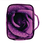Dark Purple Rose Print Front Pocket Bible Bag