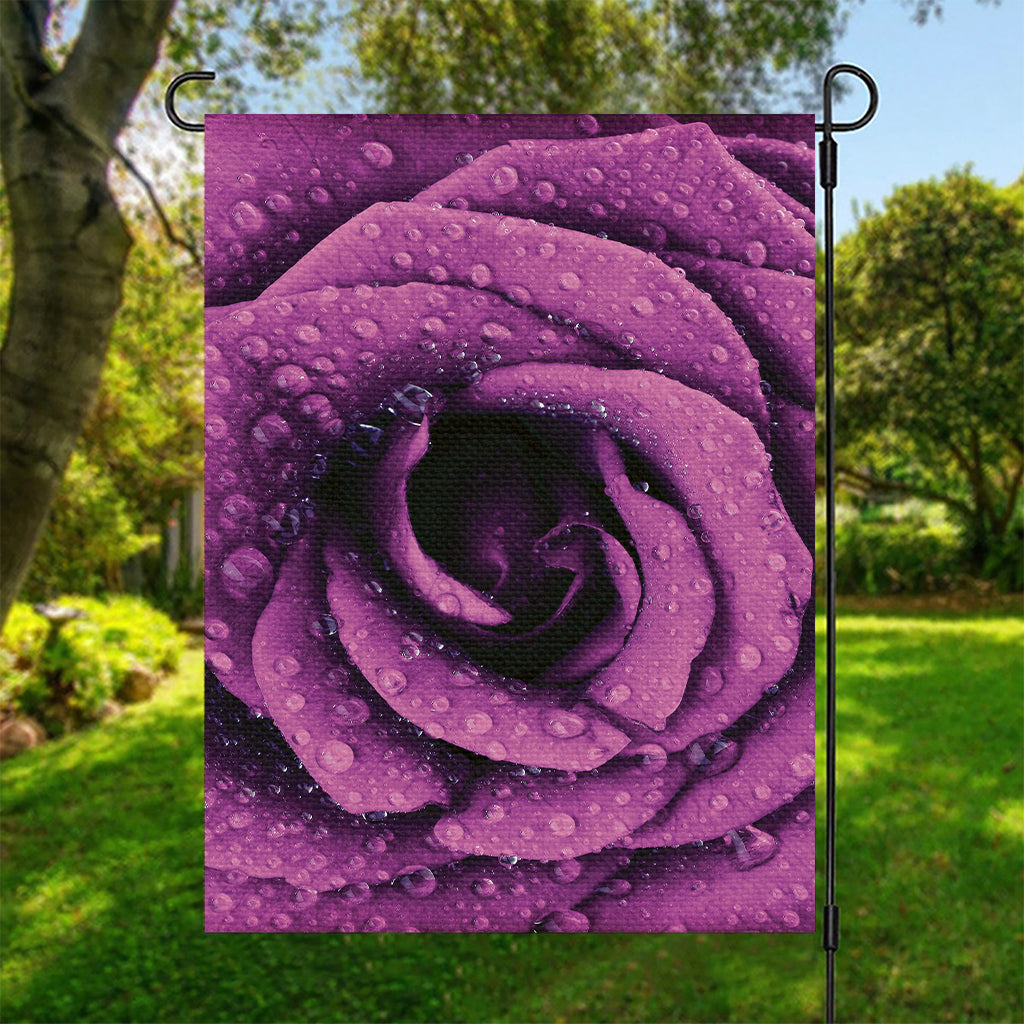 Dark Purple Rose Print Garden Flag