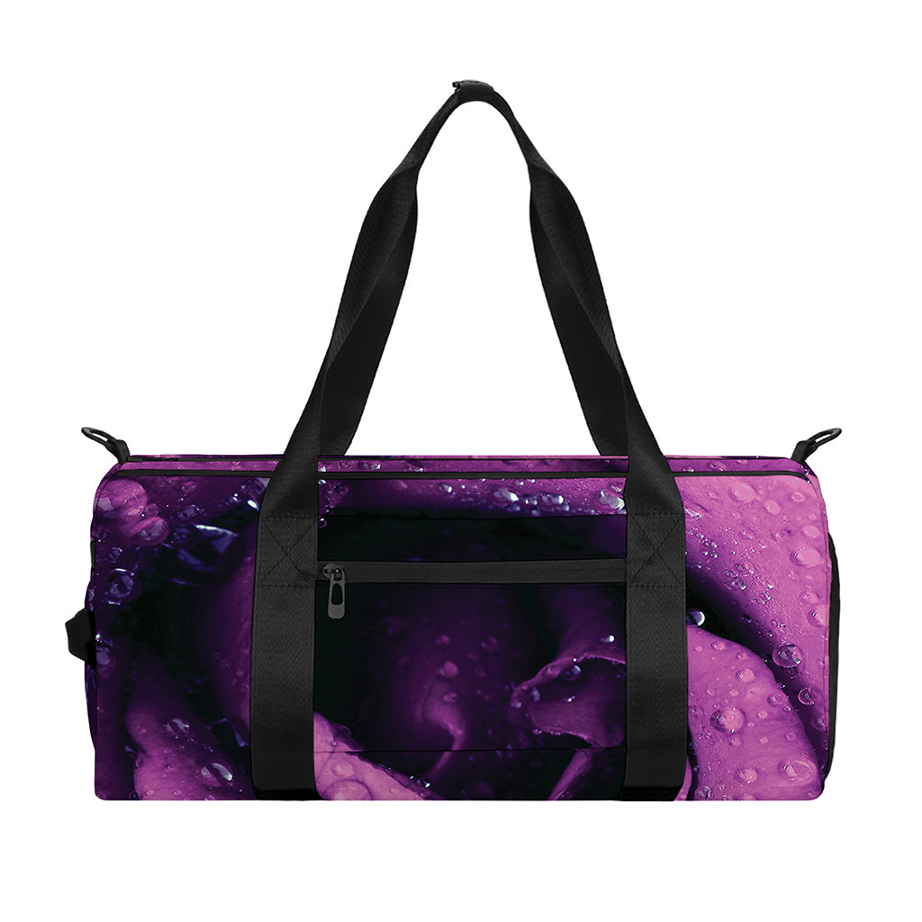 Dark Purple Rose Print Gym Bag