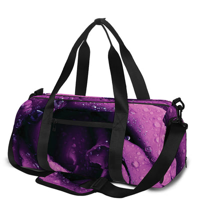 Dark Purple Rose Print Gym Bag