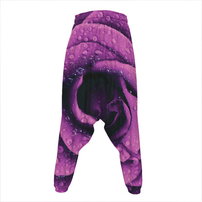 Dark Purple Rose Print Hammer Pants